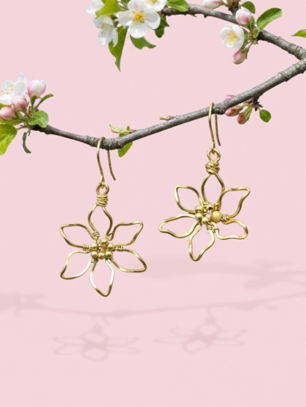 Handmade Wire Wrapped Flower Earrings🌸14k Gold Filled Dangle Earrings